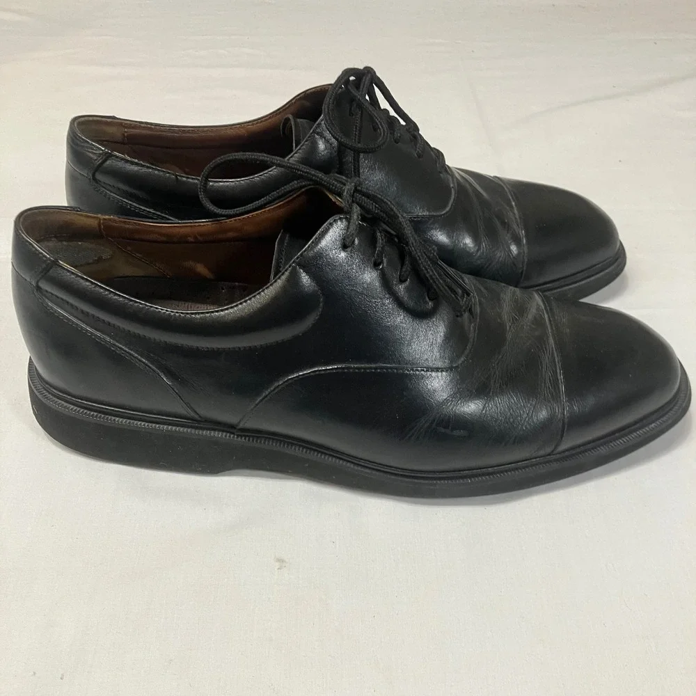 Rockport Dressports Mens 11M Black Leather Cap Toe Oxford Vibram Sole Shoes